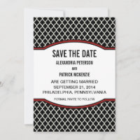 Rode Elegante Quatrefoil Save the Date Uitnodiging