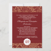 rode elegante retro trouwdag uitnodigingen (Achterkant)