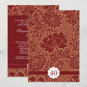 rode elegante retro trouwdag uitnodigingen (Voorkant / Achterkant)