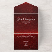 Rode Elegante Romantische Kalligrafie De Bruiloft All In One Uitnodiging (Buitenkant)