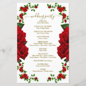 Rode Elegante Rozen Huwelijksprogramma (Achterkant)