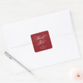 Rode Elegante Script Afstudeer Dank Je Vierkante Sticker (Envelop)