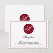 Rode Elegante Script Monogram Ontvarkaart Informatiekaartje (Voorkant / Achterkant)