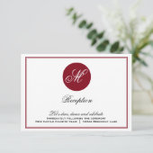 Rode Elegante Script Monogram Ontvarkaart Informatiekaartje (Staand voorkant)