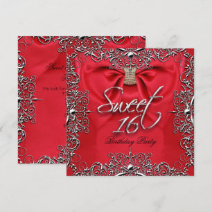 Rode Elegante Sweet Sixteen Sweet 16 Feest Kaart