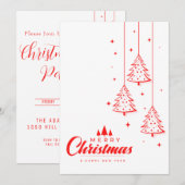 Rode Elegante Uitnodiging van het Kerstmispartij (Voorkant / Achterkant)