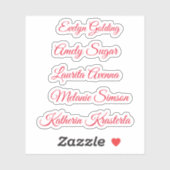 Rode elegante whimwhams script gepersonaliseerde n sticker (Vel)