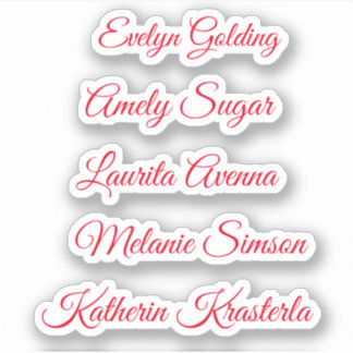 Rode elegante whimwhams script gepersonaliseerde n sticker