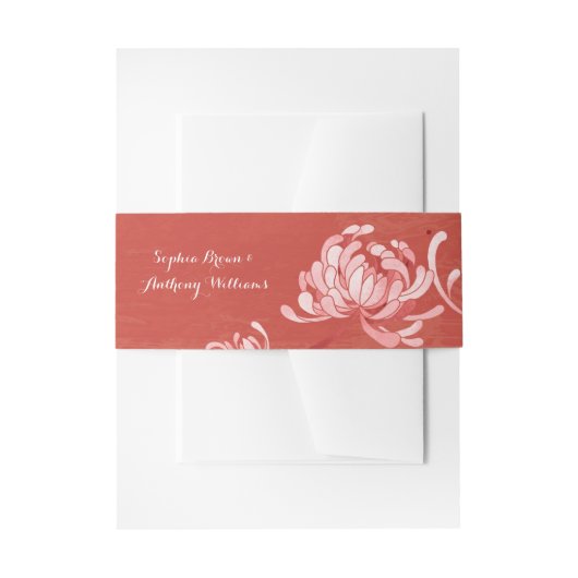 Rode Elegantie Unieke Bloemenbruiloft Uitnodigingen Wikkel (Voorkant Voorbeeld)