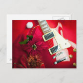 Rode elektrische gitaar met kerstversiering feestdagenkaart (Voorkant / Achterkant)
