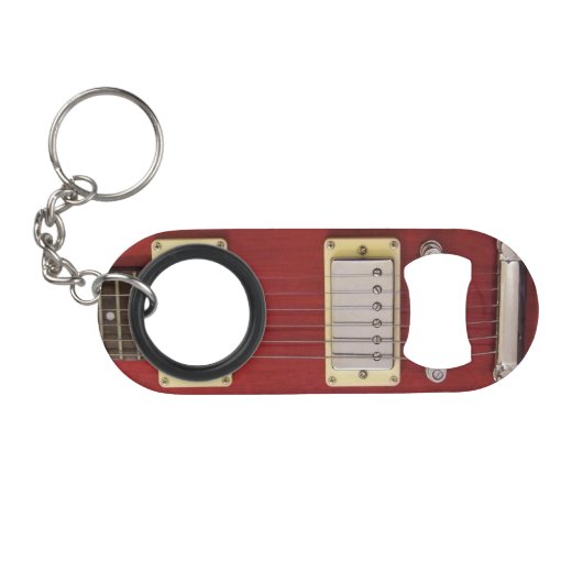 Rode elektrische gitaar mini flessenopener (Voorkant (Horizontaal))