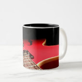 Rode elektrische gitaar tweekleurige koffiemok (Voorkant rechts)