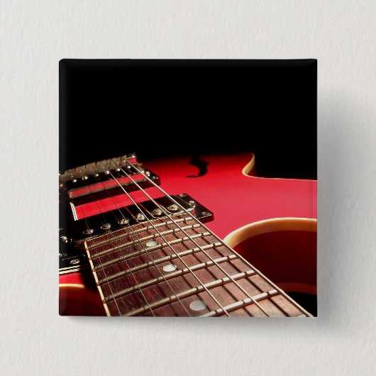 Rode elektrische gitaar vierkante button 5,1 cm (Voorkant)
