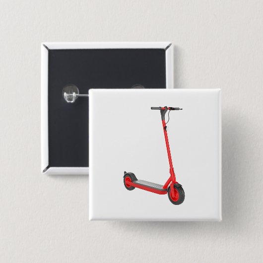 Rode elektrische scooter vierkante button 5,1 cm (Voorkant /achterkant)