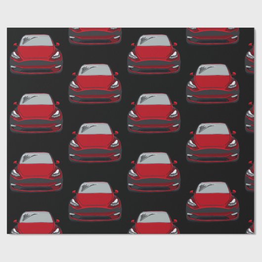 Rode Elektrische Voertuig SUV Auto Zwarte Achtergr Cadeaupapier (Vlak)