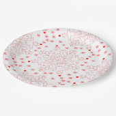 Rode elfen en sneeuwvlok patroon papieren bordje (Gekanteld)