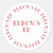 Rode ellebogen omhoog ronde sticker (Voorkant)