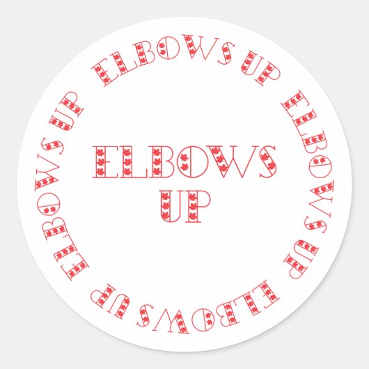 Rode ellebogen omhoog ronde sticker (Voorkant)