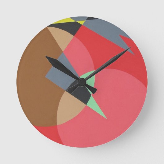 Rode Ember Vormen Minimalistische Ronde Klok (Voorkant)