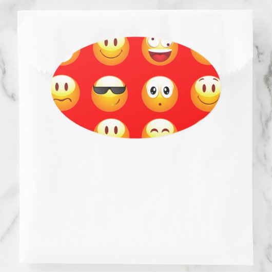 rode emojs ovale sticker (Tas)