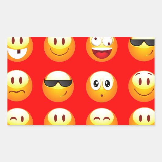 rode emojs rechthoekige sticker (Voorkant)