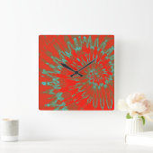 Rode en Aqua Spiral Tie Dye Clock Vierkante Klok (Huis)