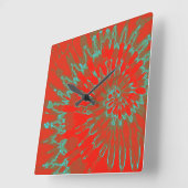 Rode en Aqua Spiral Tie Dye Clock Vierkante Klok (Hoek)