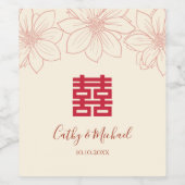  rode en beige Chinese bruiloft Wijn Etiket (Enkel label)