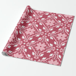 Rode en beige florale achtergrond. naadloos gekleu cadeaupapier