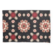 Rode en beige geometrische bloem kussensloop (Voorkant)