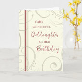 Rode en Beige Goddochter Verjaardag Kaart (Gele Bloem)