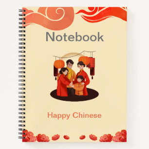 Rode en beige Happy Chinees Notitieboek