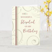 Rode en Beige Stepdad Verjaardag Kaart (Gele Bloem)