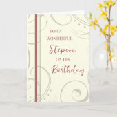 Rode en Beige Stepson Verjaardag Kaart (Gele Bloem)