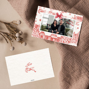 Rode en beige vintage kerst Kaart