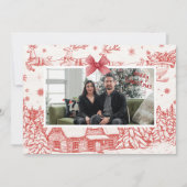 Rode en beige vintage kerst Kaart (Voorkant)