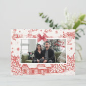 Rode en beige vintage kerst Kaart (Staand voorkant)