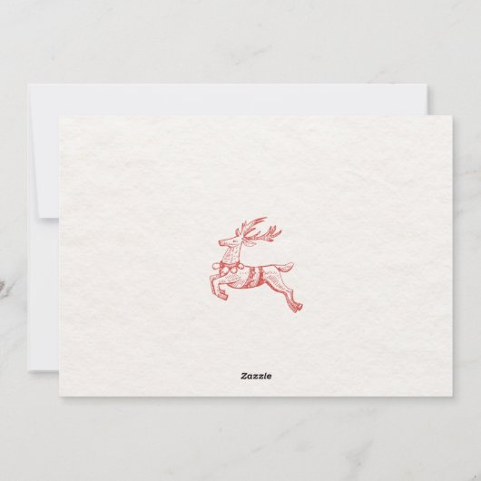 Rode en beige vintage kerst Kaart (Achterkant)