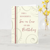 Rode en Beige Zoon in Recht Verjaardag Kaart (Gele Bloem)