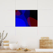 Rode en blauwe Abstracte art 601 Poster (Keuken)
