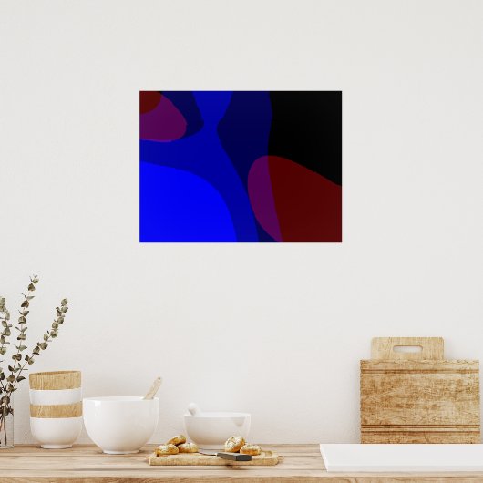 Rode en blauwe Abstracte art 601 Poster (Keuken)
