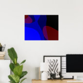 Rode en blauwe Abstracte art 601 Poster (Thuiskantoor)