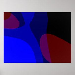 Rode en blauwe Abstracte art 601 Poster