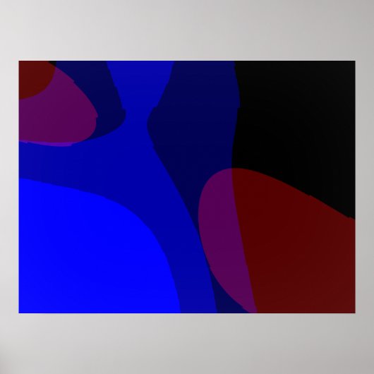 Rode en blauwe Abstracte art 601 Poster (Voorkant)