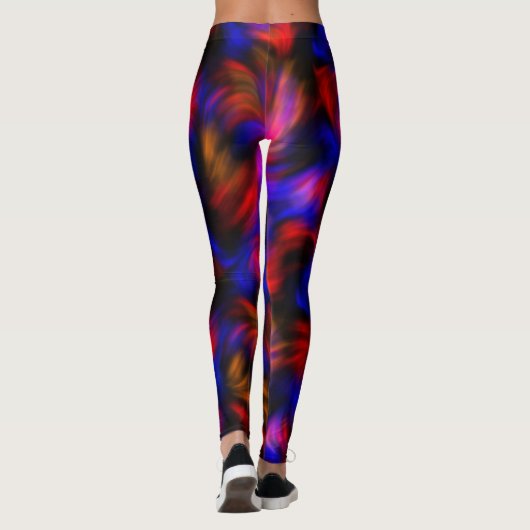 Rode en blauwe Abstracte Zwemmen Leggings (Achterkant)