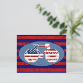 rode en blauwe amerikaanse strepen briefkaart (Staand voorkant)
