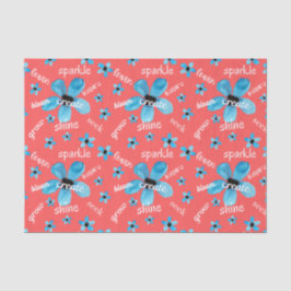 Rode en Blauwe Aquarel Bloemen met Affirmaties Tissuepapier
