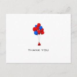 Rode en blauwe ballonnen - Bedankt voor je briefka Briefkaart