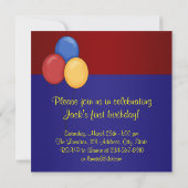 Rode en blauwe ballonnen verjaardagsfeestje voor j kaart (Achterkant)