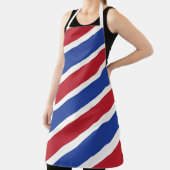 Rode en Blauwe Barber Pole Stripes Schort (Insitu)